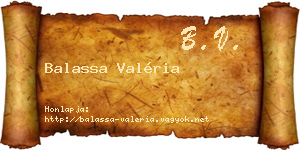 Balassa Valéria névjegykártya